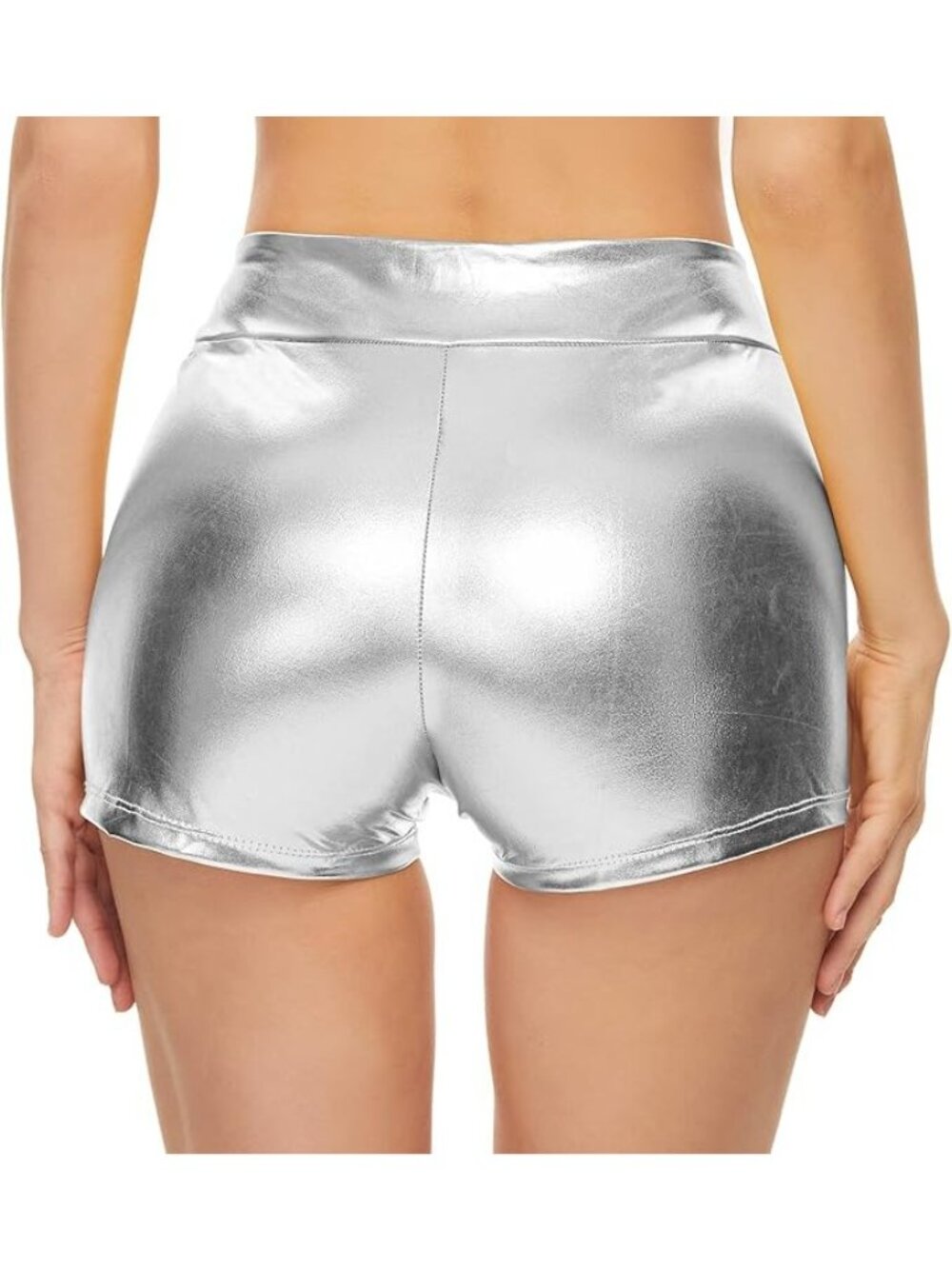 Women's Metallic Booty Shorts High Waisted Shiny Rave Bottoms- Size S - Picture 2 of 6